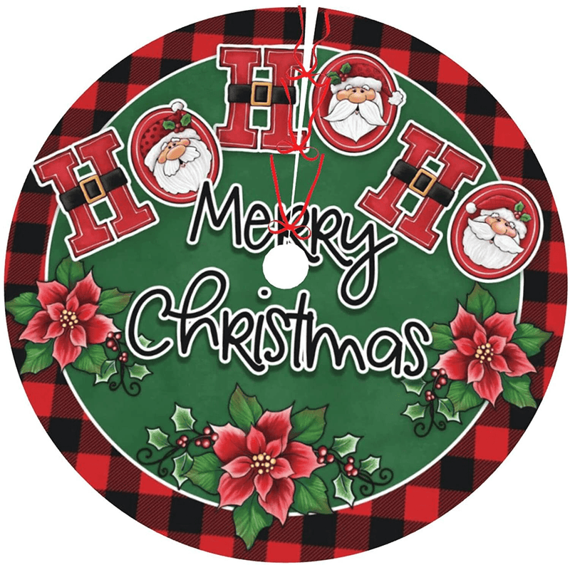 48" Christmas Tree Skirt, Red Gold Elegant Festive Pattern Pattern Large Xmas Tree Mat for Holiday Party Ornament Rustic Farmhouse Decorations Home & Garden > Decor > Seasonal & Holiday Decorations > Christmas Tree Skirts Hitamus Christmas Santa Wreath Buffalo Plaid Ho 48" 