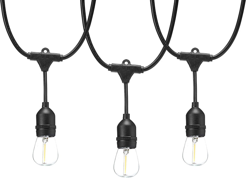48-Foot LED Commercial Grade Outdoor String Lights with 16 Edison Style S14 LED Soft White Bulbs - Black Cord Home & Garden > Lighting > Light Ropes & Strings KOL DEALS   