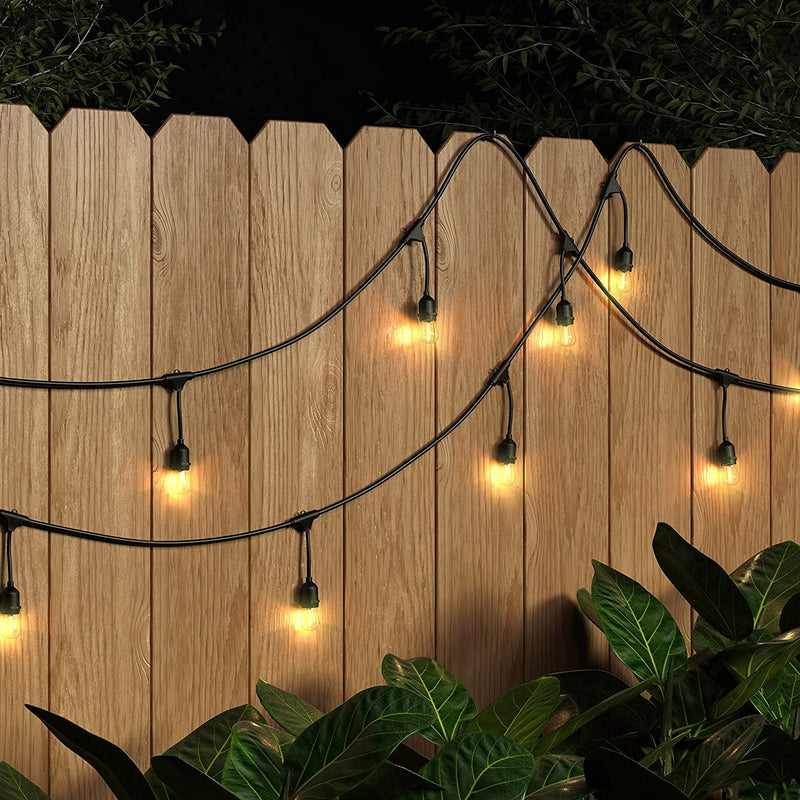 48-Foot LED Commercial Grade Outdoor String Lights with 16 Edison Style S14 LED Soft White Bulbs - Black Cord Home & Garden > Lighting > Light Ropes & Strings KOL DEALS   