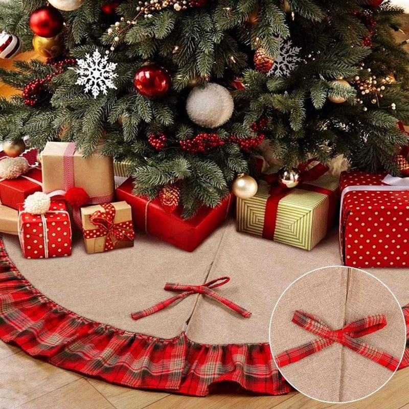 48 Inch Red Christmas Tree Skirt Ornament Christmas Decoration New Year Party Supply Home & Garden > Decor > Seasonal & Holiday Decorations > Christmas Tree Skirts JUNQI   