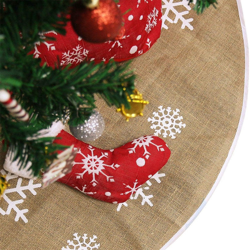 48 Inches Christmas Tree Skirt, Natural Burlap with Brown Color. Home & Garden > Decor > Seasonal & Holiday Decorations > Christmas Tree Skirts Bonison   