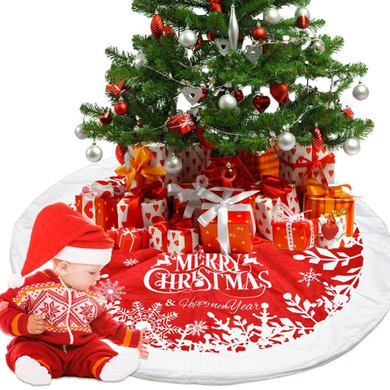 48 Inches Christmas Tree Skirt Red Xmas Tree Ornaments Christmas Tree Mat for Hoilday Party Home Decorations Home & Garden > Decor > Seasonal & Holiday Decorations > Christmas Tree Skirts 773743307   