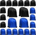 48-Pack Drawstring Backpack for Kids Nylon Backpack Lightweight Draw String Sports Bags in Bulk Gym Cinch Sack for Boys Heavy-Duty Plain Goodie Bags for Soccer, Track Team, Blessing Bags for Homeless Home & Garden > Household Supplies > Storage & Organization UltraOutlet Black+blue  