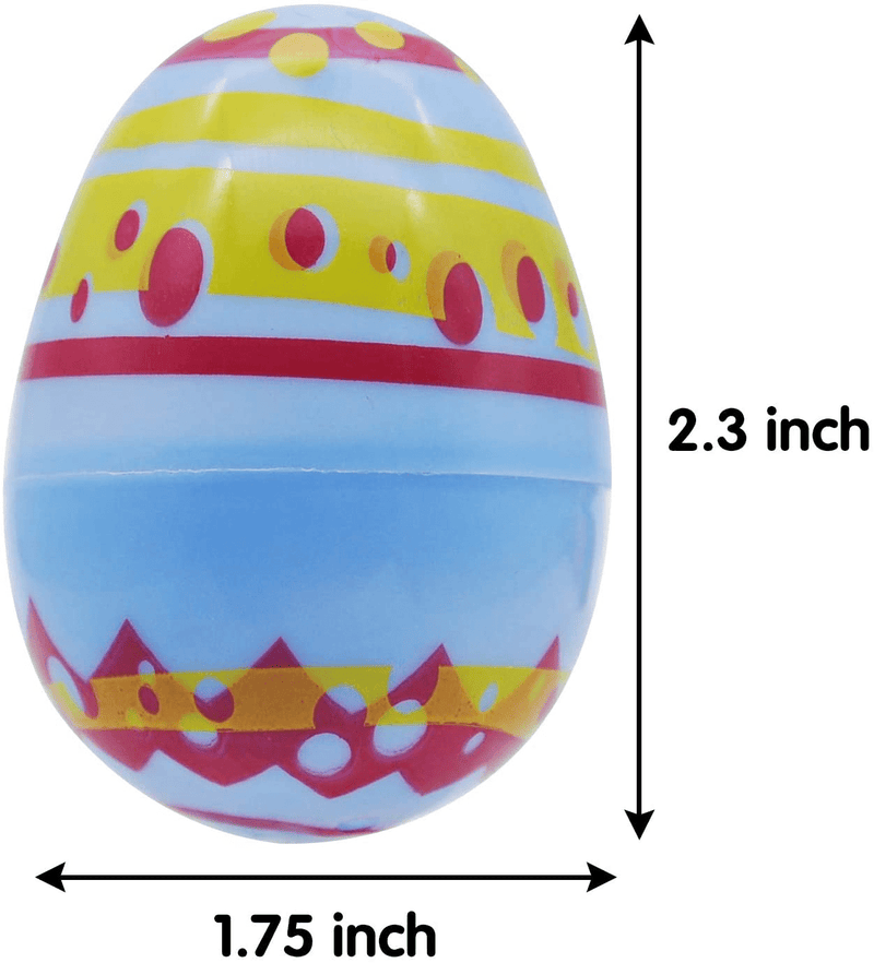 48 Pcs Plastic Printed Bright Easter Eggs 2 3/8" Tall for Easter Hunt, Basket Stuffers Fillers, Classroom Prize Supplies, Filling Treats and Party Favor