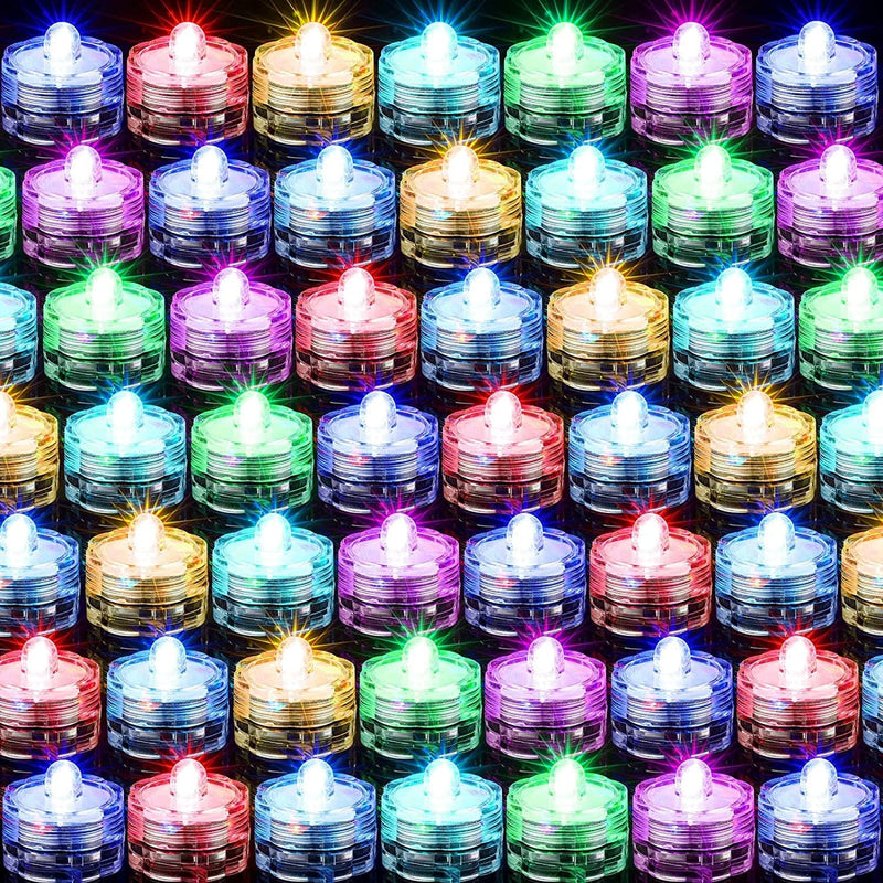 48 Pcs Submersible LED Light Waterproof Floral Tea Lights Bright Tea Lights Underwater Candle Light Battery Operated Flameless Tea Lights Flickering Candles for Party Wedding, 7 RGB Changing Colors Home & Garden > Pool & Spa > Pool & Spa Accessories Hortsun   