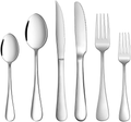 48-Piece Silverware Set with Metal Handle Steak Knives for 4,Superior Stainless Steel Flatware Cutlery Set for Home,Kitchen and Restaurant, Include Knife Fork Spoon Set,Mirror Polished&Dishwasher Safe Home & Garden > Kitchen & Dining > Tableware > Flatware > Flatware Sets GMFINE Silver 48-Piece 
