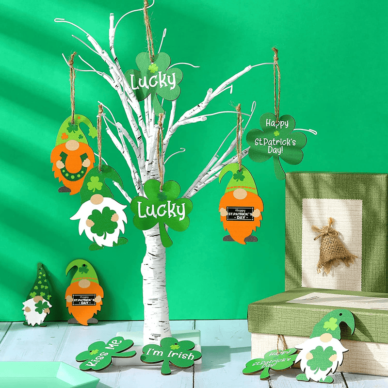 48 Pieces St. Patrick'S Day Gnome Shamrocks Ornament Set St. Patrick'S Day Wood Hanging Ornament Wooden Gnome Ornament for St. Patrick'S Day Home Decoration (Classic Pattern) Arts & Entertainment > Party & Celebration > Party Supplies Yalikop   