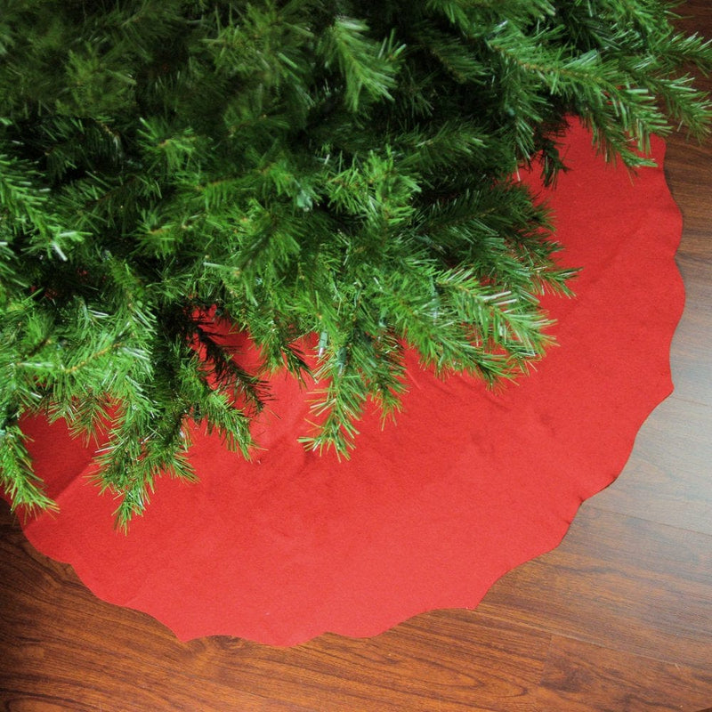 48" Red Scalloped Edge Christmas Tree Skirt