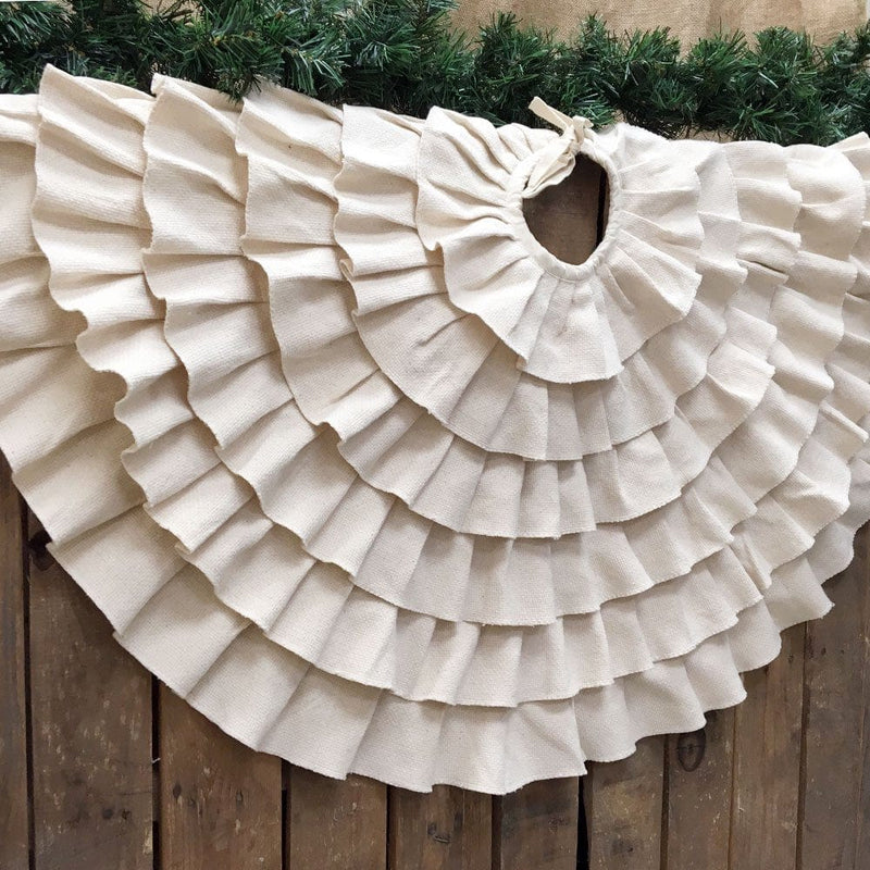 48" Ruffled Shabby Natural White Cotton Christmas Tree Skirt by Marilee Home Home & Garden > Decor > Seasonal & Holiday Decorations > Christmas Tree Skirts Jubilee Creative Studio, LLC   