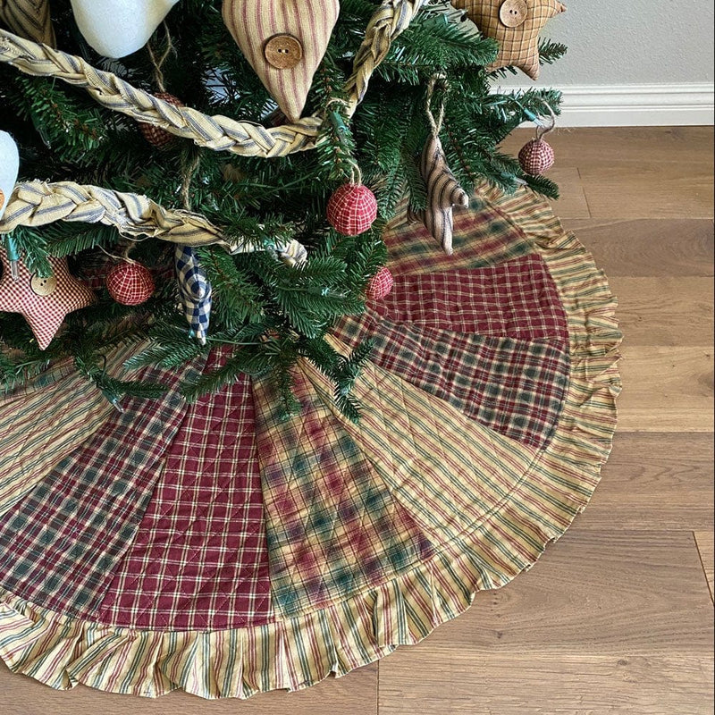 48" Vintage Christmas Quilted Homespun Plaid Tree Skirt by Marilee Home Home & Garden > Decor > Seasonal & Holiday Decorations > Christmas Tree Skirts Marilee Home   