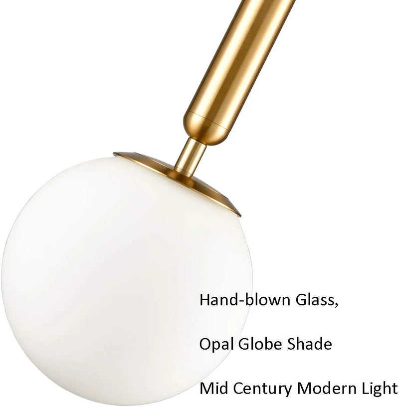 DIRYZON EUL Mid Century Modern Globe Pendant Light Opal Glass Hanging Light Fixture Gold Finish Home & Garden > Lighting > Lighting Fixtures DIRYZON   