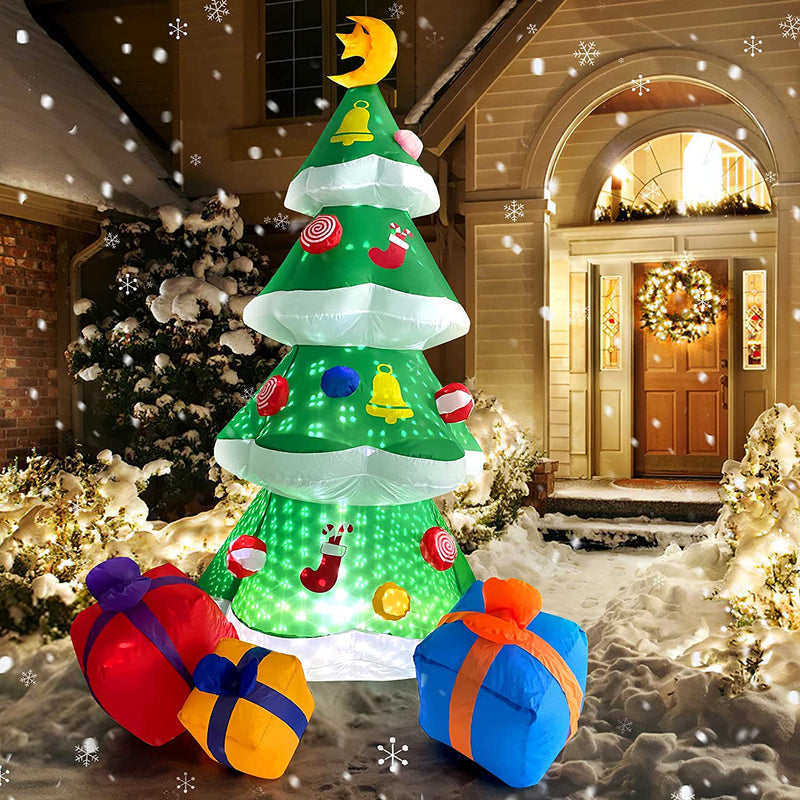 7.5FT Christmas Inflatables Outdoor Decorations,Coolwufan Christmas Blow up Yard Decorations, Inflatable Christmas Tree with Snowflake Rotating LED Lights Inflatable Christmas Decorations Outdoor Yard  COOLWUFAN   