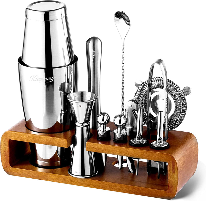 KITESSENSU Mixology Bar Kit with Stand | Complete 11-Piece Cocktail Shaker Set Bar Set for Inspired Drink Mixing Experience | Bartender Accessories for Home Bar Tools Set with Recipes Booklet Home & Garden > Kitchen & Dining > Barware KITESSENSU 11 Boston 