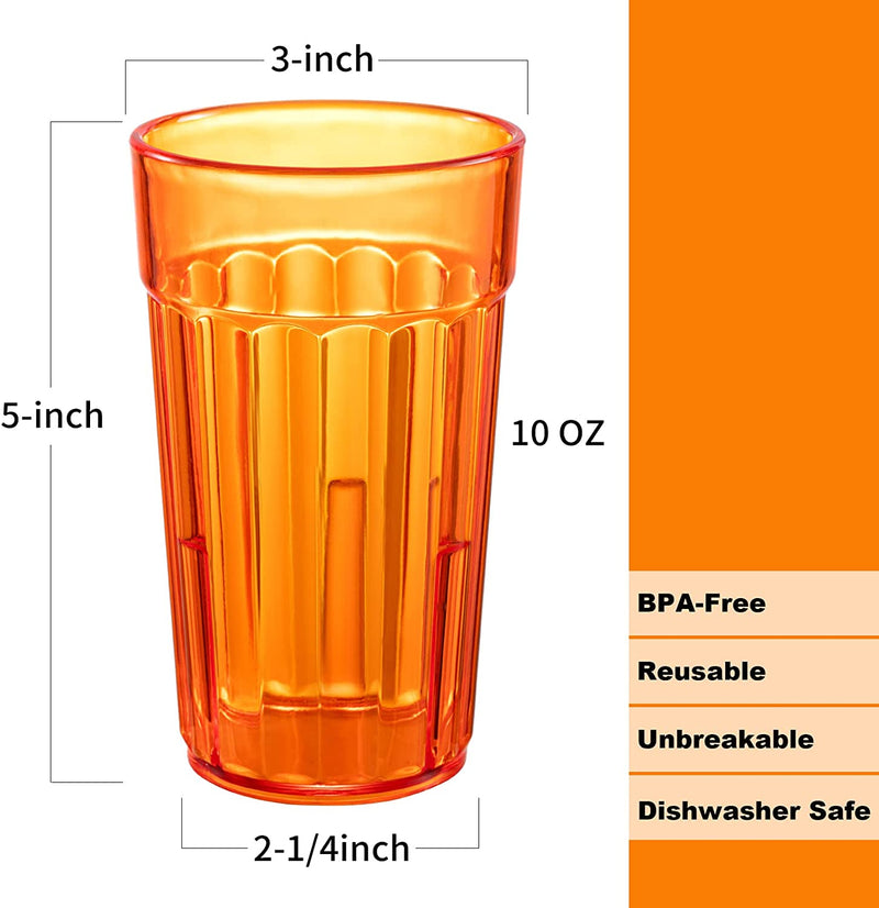 Honla 10 Oz Small Drinking Glasses,Bpa Free Cups,Unbreakable Plastic Tumblers,Set of 10 Highball Water Juice Cups for Kids/Adults in 5 Assorted Colors,Dishwasher Safe