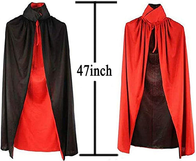 Halloween Vampire Cape Vampire Cloak - Unisex Adults Kids Double Layer Black & Red Reversible Cape Halloween Cosplay Costumes  DLY   