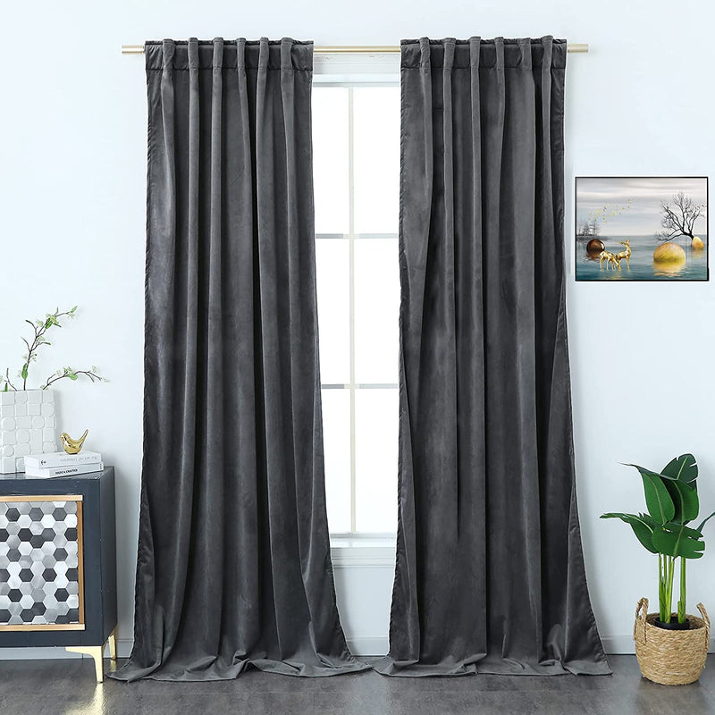 Timeper Mauve Velvet Curtains 84 Inches - Home Decoration Soft Flannel Wild Rose Luxury Dressing Look for Party / Film Room Thermal Insulated Noise Absorb, Rod Pocket Back Tab, 52 Wx 84 L, 2 Panels Home & Garden > Decor > Window Treatments > Curtains & Drapes Timeper Grey Back Tab W52 x L96