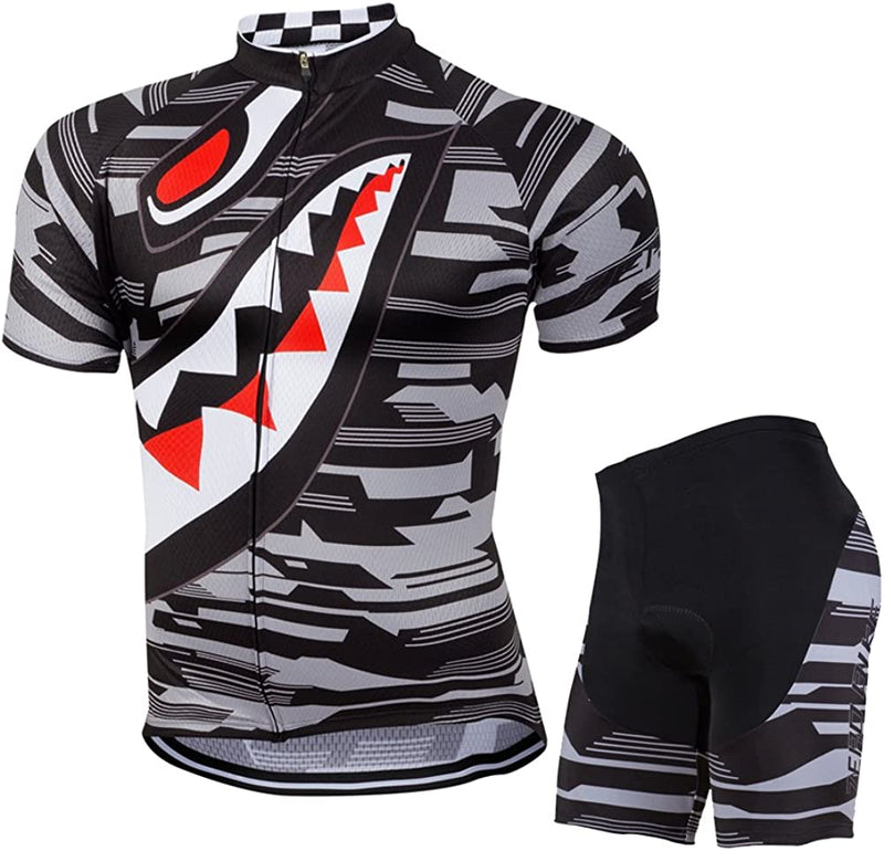 ZEROBIKE Men'S Short Sleeve Cycling Jersey Set Breathable Quick Dry 3D Padded Bicycle Shorts MTB Bike Clothing Sporting Goods > Outdoor Recreation > Cycling > Cycling Apparel & Accessories ZEROBIKE Type 2 X-Large 