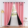Lofus Thermal Insulated Blackout Curtains for Bedroom 3 Layer Full Room Darkening Noise Reducing Drapes with Black Liner and Grommet Top, 2 Panels,Pink,52 X 45 Inch