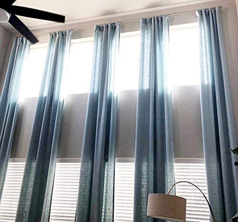 Ikiriska Extra Long Luxury Solid Linen Curtain Custom Made 8-24 Ft Length 2 Story Drapes (Dark Gray, 100″Wx120″L) Home & Garden > Decor > Window Treatments > Curtains & Drapes Ikiriska Light Blue 100W*192L Inches 