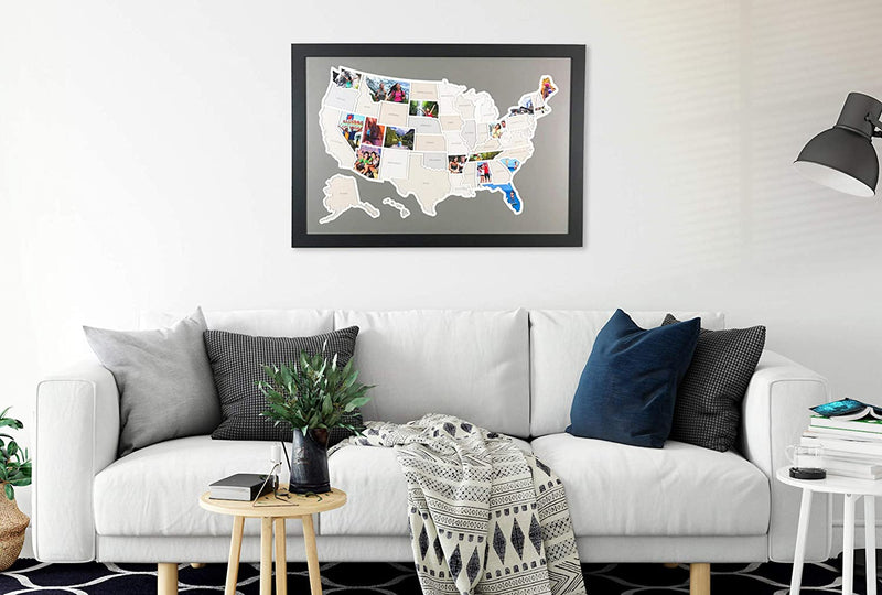 Thunder Bunny Labs 50 States USA Photo Map - Frame Optional - Made in America (Driftwood, Black Frame) Home & Garden > Decor > Picture Frames Thunder Bunny Labs   