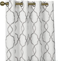 Goodgram 2 Pack Embroidered Semi Sheer Geometric Quatrefoil Grommet Top Window Curtains with Satin Backing for Privacy - Assorted Colors & Sizes (Gray, 84 In. Long) Home & Garden > Decor > Window Treatments > Curtains & Drapes GoodGram Grey 84 in. Long 