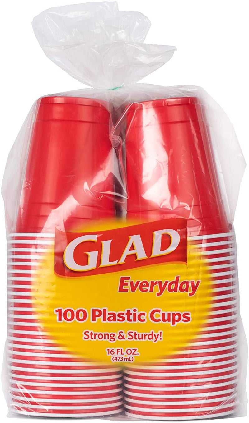 Glad Everyday Disposable Plastic Cups for Everyday Use | Red Plastic Cups Strong and Sturdy Red Plastic Party Cups for All Occasions, 16 Oz Cups (100 Count) Home & Garden > Kitchen & Dining > Tableware > Drinkware GLAD Red 16 oz - 100 Count 