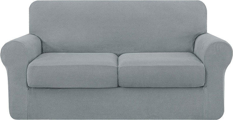 Symax Couch Cover Sofa Slipcover Chair Slipcover 2 Piece Sofa Covers Couch Slipcover Stretch Furniture Protector Washable (Chair, Ivory) Home & Garden > Decor > Chair & Sofa Cushions SyMax Light Grey Medium 