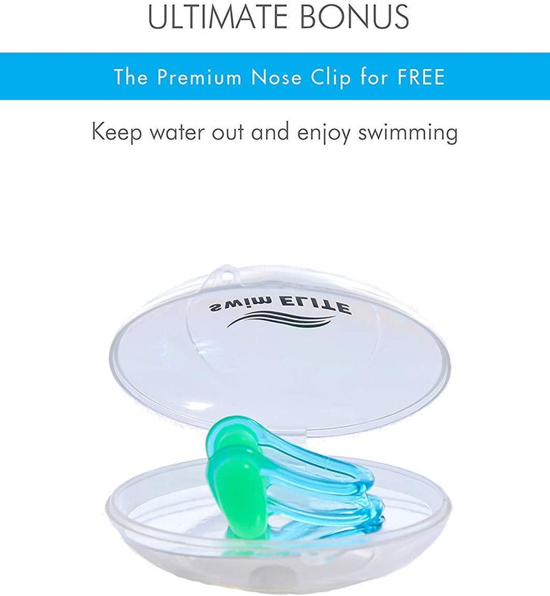 Silicone Swim Cap for Long Hair, Swimming Cap for Women Long Hair, Flexible Adult Swimmers Cap, Waterproof Bathing Swimming Pool Cap with Nose Clip, Stretchy and Lightweight, Keep Hair Dry