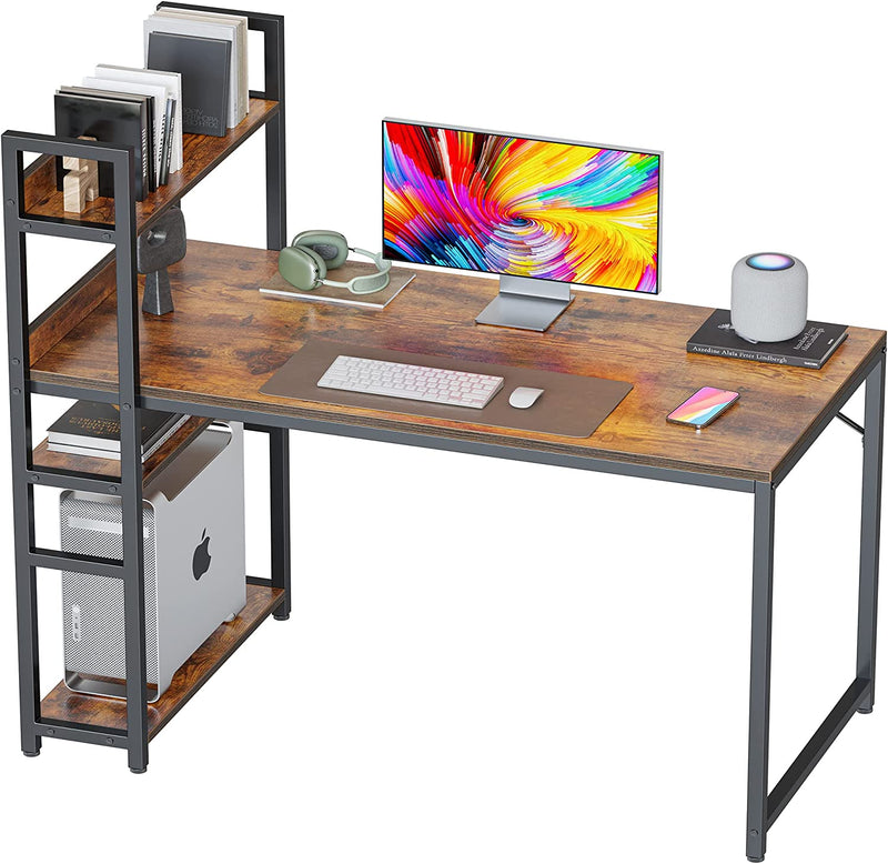 Cubicubi Computer Desk 55 Inch with Storage Shelves Study Writing Table for Home Office,Modern Simple Style, Rustic Brown Home & Garden > Household Supplies > Storage & Organization CubiCubi Rustic Brown 47 inch 