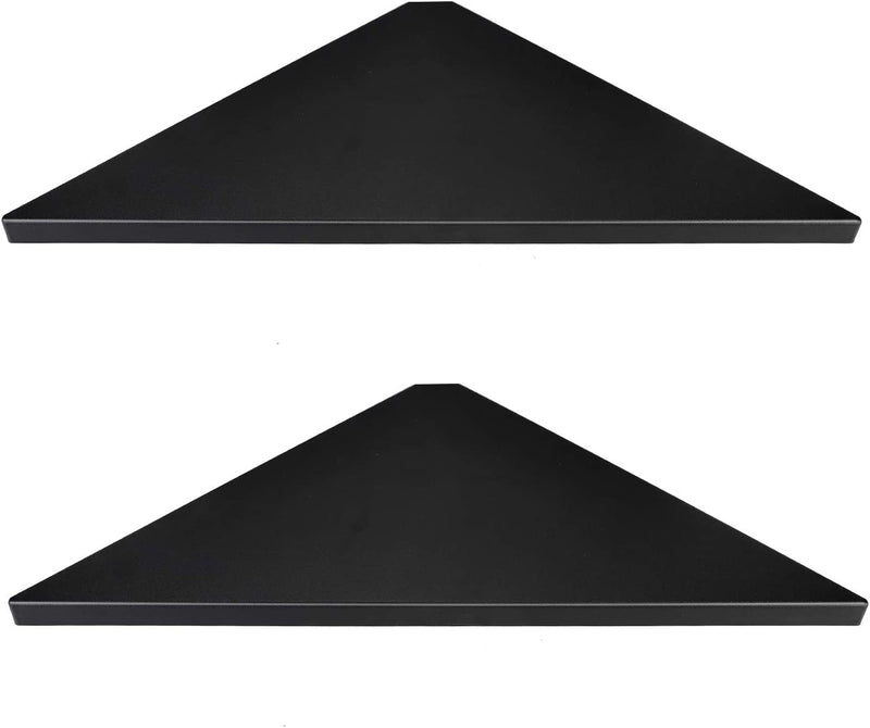Evron Corner Mounting Shelf,Easy to Install Wall Corner Shelf,Set of 2 (Black Frosting Pattern Right-Angled) Furniture > Shelving > Wall Shelves & Ledges Evron Black Wood Striped With Hole Pattern  