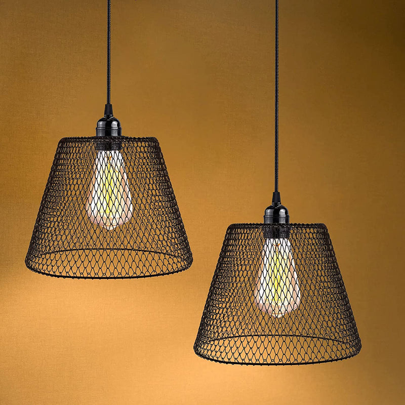 Metal Light Shade, Vintage Farmhouse Light Fixtures with Classic Grid Design, Industrial Pendant Light Fixtures Perfect for Kitchen, Farmhouse, Dining Room, Coffee Shop, Bar, 3Pcs（Cage Only） Home & Garden > Lighting > Lighting Fixtures Zsosiky   
