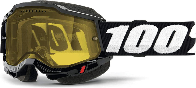 100% Accuri 2 Snowmobile Anti-Fog Goggles - Powersport Racing Protective Eyewear Sporting Goods > Outdoor Recreation > Cycling > Cycling Apparel & Accessories 100% Black Yellow Vented Dual Lens 