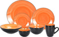 Homevss, Stoneware Sonoma 16Pc Dinnerware Set, Black + Speckled Spin Wash Purple