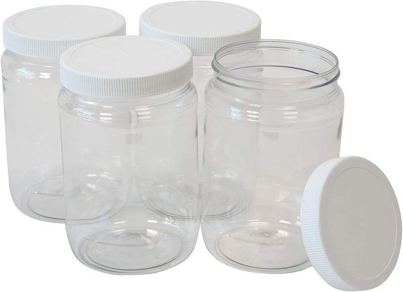 CSBD 32 Oz Clear Plastic Mason Jars with Ribbed Liner Screw on Lids, Wide Mouth, ECO, BPA Free, PET Plastic, Made in USA, Bulk Storage Containers, 4 Pack (32 Ounces) Home & Garden > Decor > Decorative Jars CSBD 4 32 Ounces 