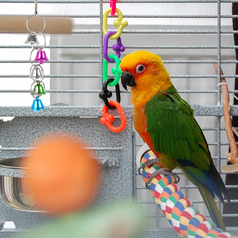 PATKAW Bird Parrot Swing Chewing Toys 5Pcs Bird Cage Play Stand Toy Set Parrot Standing Perch Hammock Climbing Ladder Hanging Bell Toys Bird Cage Accessories Animals & Pet Supplies > Pet Supplies > Bird Supplies > Bird Cages & Stands PATKAW   