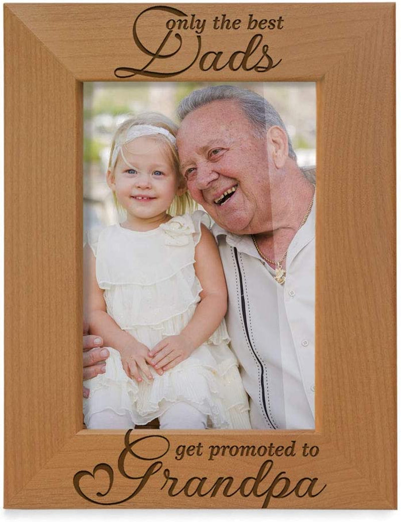 KATE POSH Only the Best Dads Get Promoted to Grandpa Natural Wood Engraved Picture Frame. Best Grandpa Ever, Father'S Day, Papa Gifts for Birthday, New Grandpa Gifts from Baby 4X6 Horizontal Home & Garden > Decor > Picture Frames KATE POSH 5x7-Vertical  