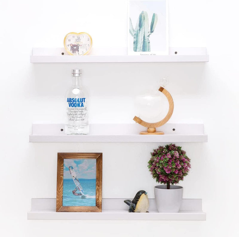 48Inch White Floating Shelves for Wall, Picture Ledge Shelf Set of 3 Different Sizes Wood Long Wall Shelves for Wall Bathroom Decor Kitchen Spice Rack Frames Set of 3 Furniture > Shelving > Wall Shelves & Ledges AZSKY White 16Inch 