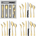 49-Piece Silverware Set with Flatware Drawer Organizer, Stainless Steel Cutlery Set with 8 Steak Knives, Eating Utensils Set Service for 8, Mirror Polished, Dishwasher Safe - Silver Home & Garden > Kitchen & Dining > Tableware > Flatware > Flatware Sets HaWare Gold 25 pieces 
