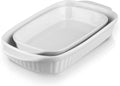 Hasense Ceramic Baking Dish with Handles,Porcelain Bakeware Set of 3,Casserole Dish for Oven,Cake,Dinner,Kitchen,Wedding,Party,Daily Use(White) Home & Garden > Kitchen & Dining > Cookware & Bakeware Hasense White Set of 2 