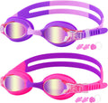 COOLOO Kids Goggles for Swimming for Age 3-15, 2 Pack Kids Swim Goggles with Nose Cover, No Leaking, Anti-Fog, Waterproof Sporting Goods > Outdoor Recreation > Boating & Water Sports > Swimming > Swim Goggles & Masks COOLOO Purple & Pink  