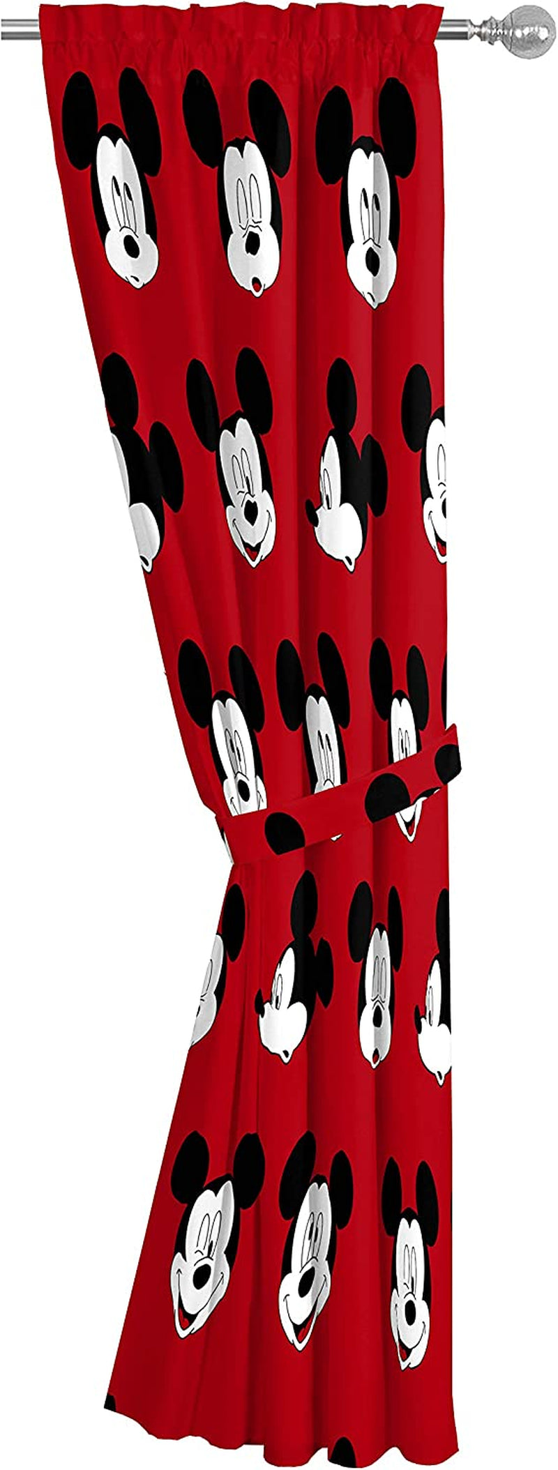 Jay Franco Disney Mickey Mouse Cute Faces 84" Inch Drapes 4 Piece Set - Beautiful Room Décor & Easy Set up - Window Curtains Include 2 Panels & 2 Tiebacks (Official Disney Product)
