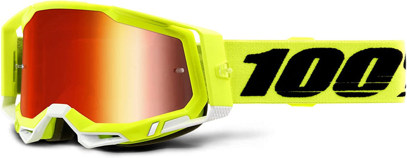 100% Racecraft 2 Mountain Bike & Motocross Goggles - MX and MTB Racing Protective Eyewear (Yellow - Mirror Red Lens) Sporting Goods > Outdoor Recreation > Cycling > Cycling Apparel & Accessories 100%   