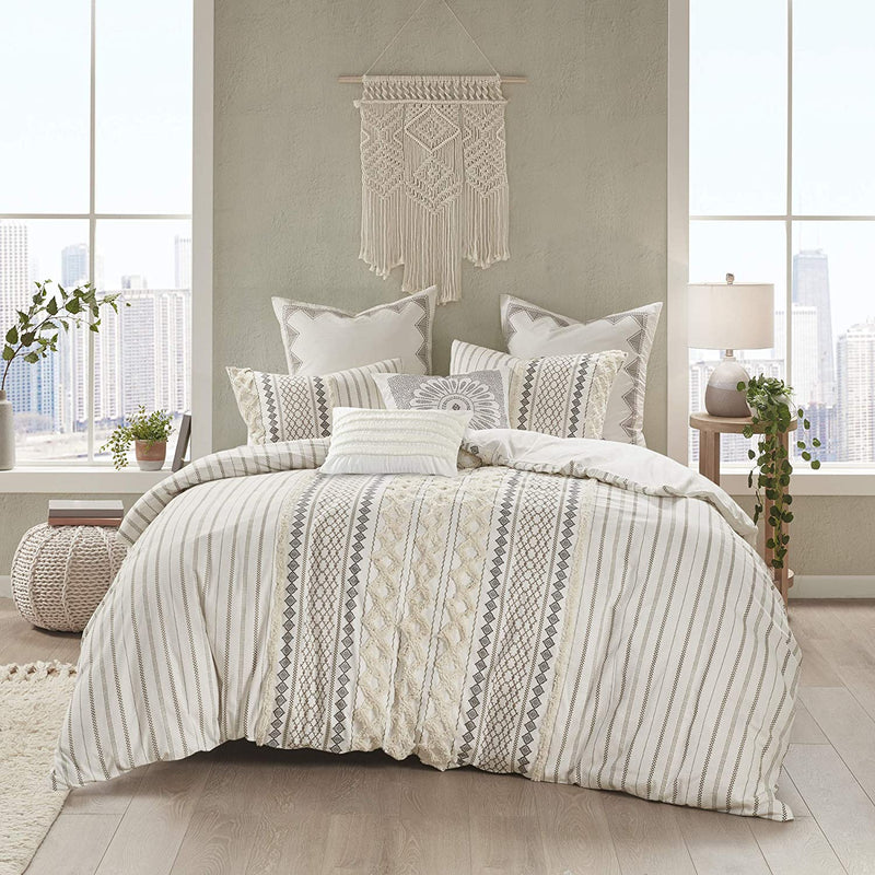 INK+IVY Imani Cotton Comforter Mini Set, Ivory & Bea Oblong Pillow, 12%22X20%22, Imani Ivory Home & Garden > Linens & Bedding > Bedding > Quilts & Comforters INK+IVY   