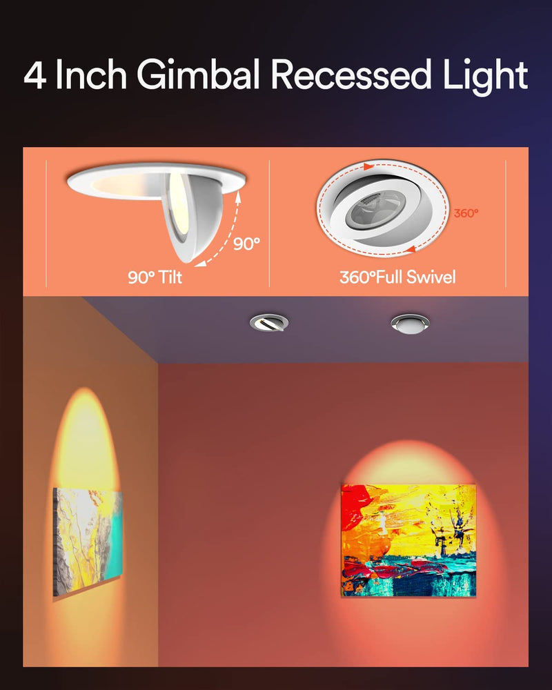 4 in Smart Gimbal Light + 6 in Slim Recessed Light 2 Pack Home & Garden > Lighting > Flood & Spot Lights Lumary   