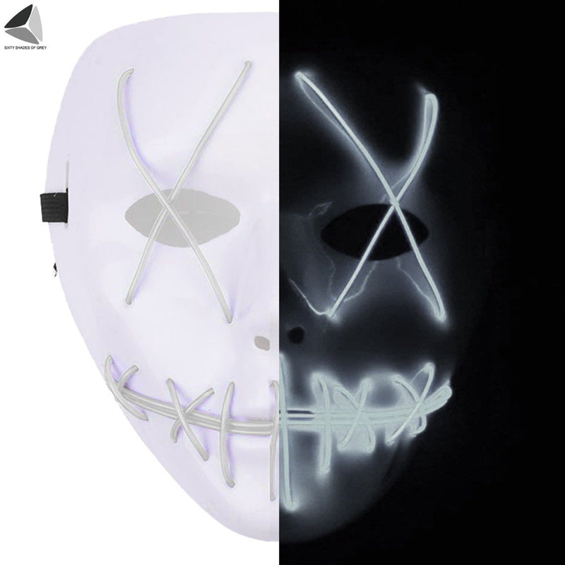 Sixtyshades Halloween LED Scary Mask Light up the Purge Masks for Party Festival Costume (Blue) Apparel & Accessories > Costumes & Accessories > Masks Sixtyshades of Grey White  