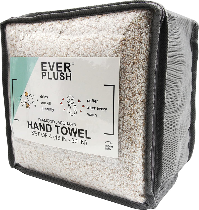 Everplush Diamond Jacquard Hand Towel Set, 4 X (16 X 30 In), Khaki, 4 Count Home & Garden > Linens & Bedding > Towels Everplush   