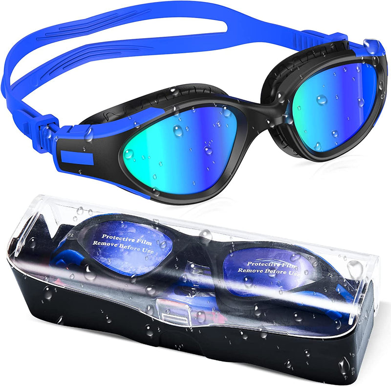 Swimstars Swim Goggles for Adult Men Women Youth | Anti-Fog Lenses with UV Protection | No Leaking Pool Water Glasses Sporting Goods > Outdoor Recreation > Boating & Water Sports > Swimming > Swim Goggles & Masks SwimStars Blue/Black, Mirrored Lens  
