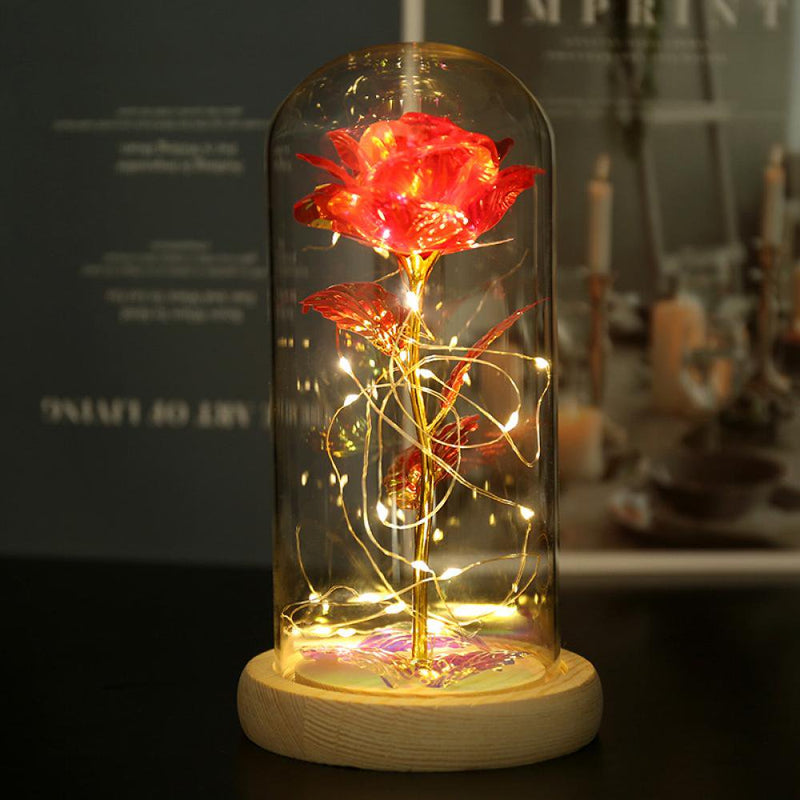 LED Galaxy Rose Lamp Eternal 24K Gold Foil Flower with Fairy String Lights in Glass Dome for Christmas Valentine'S Day Gifts