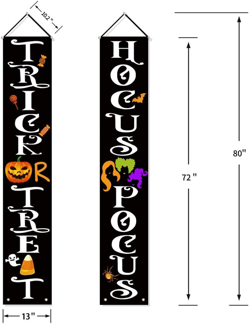 ORIENTAL CHERRY Halloween Decorations Outdoor - Halloween Decor - Trick or Treat Hocus Pocus Large Witch Banners Porch Signs - for Front Door outside Yard Garland Party Supplies - Orange Black  ORIENTAL CHERRY   