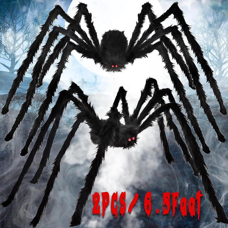 Aiduy Outdoor Halloween Decorations Scary Giant Spider Fake Large Spider Hairy Spider Props for Halloween Yard Decorations Party Decor, Black (1 Pack)  Aiduy 2 Pcs  